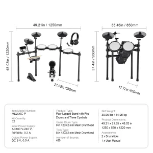 SucceBuy Electric Drum Set 32 Drum Kit